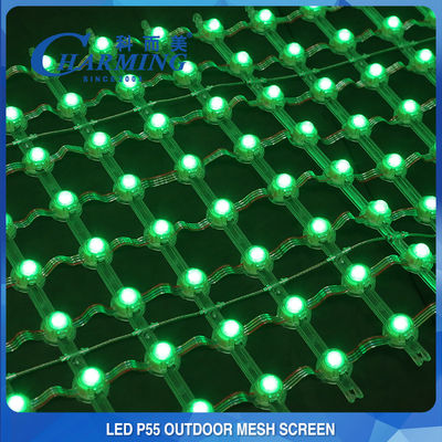 Duurzaam Gordijn LED Mesh Scherm 5005×440×15MM Transparant DC12V