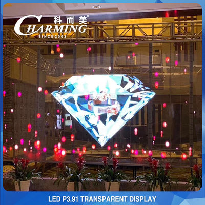 100*50cm Pixel Pit 3.91MM Transparent LED Display Hoog transparantie 70%