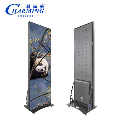 Warm verkopende reclame Led poster scherm met wielen vloer staan
