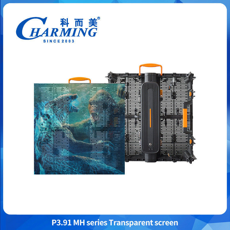 Buiten LED gordijn display Transparent 3.91mm glas venster video muur voor gebouw