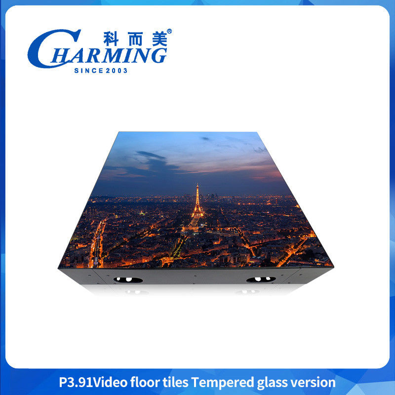 500*500mm Reclame binnen en buiten Dansvloer Bruiloft Banketfeest Glasmateriaal 200W Led Video Floor Tile Screen