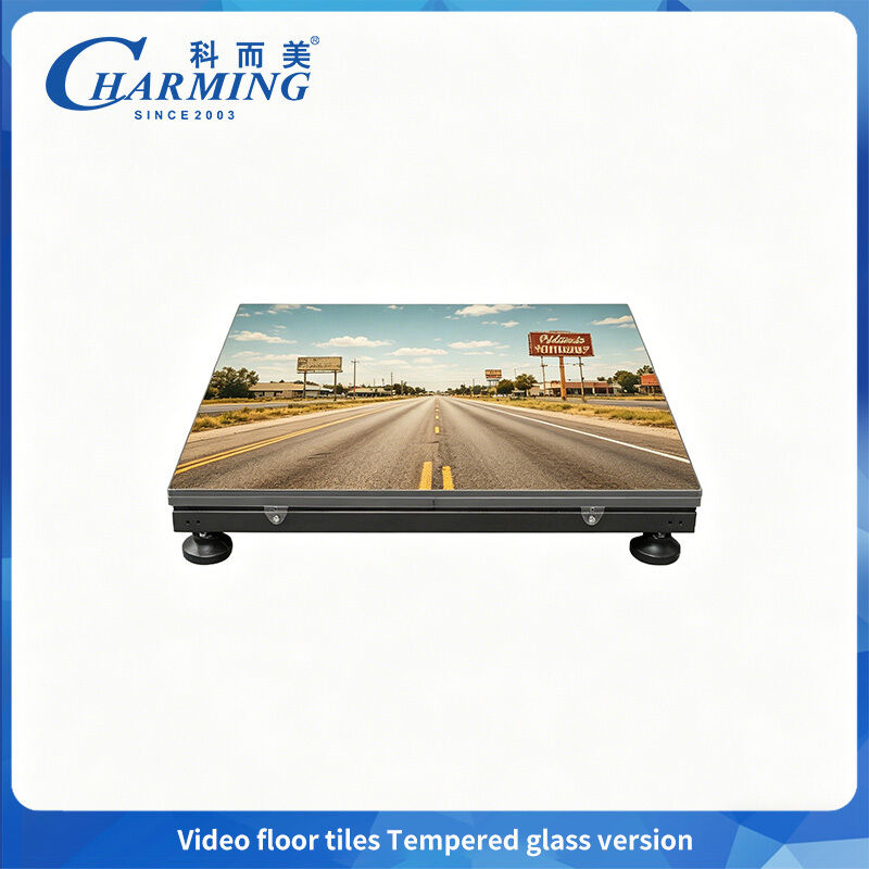 Hoog verfrissend gehard glas LED-vloerdisplay dat flikkervrij beeldmateriaal en eenvoudig onderhoud levert voor uitzendstudio's en verhuurstages