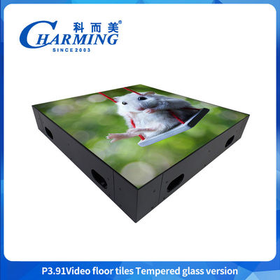 Custom Indoor And Outdoor Ultra Thin Glass Gob Cover Iron Frame Stage Floor Interactief Digitaal Panel Video Muur Dansvloer LED Scherm